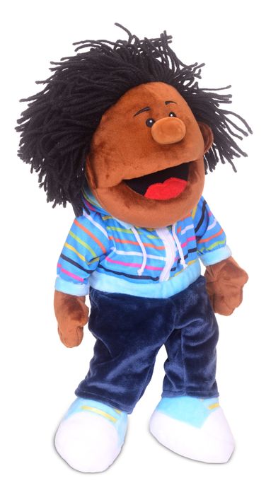 Black girl and boy hand puppets